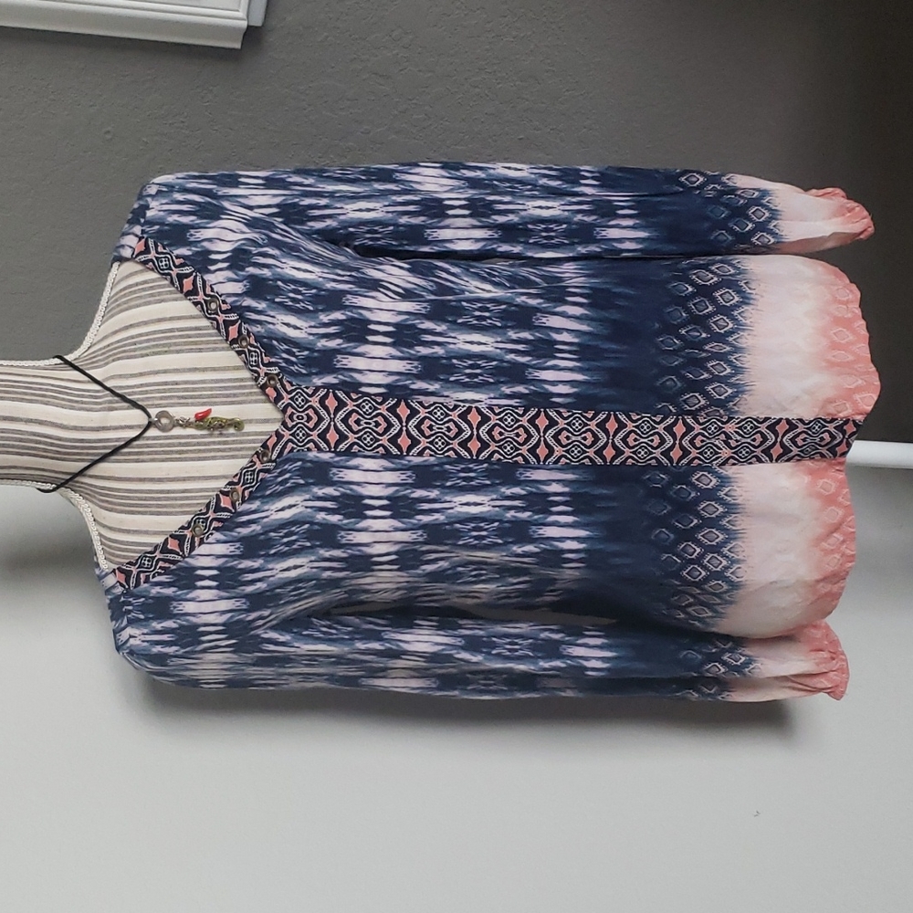 Boho print navy peach light and soft longsleve s